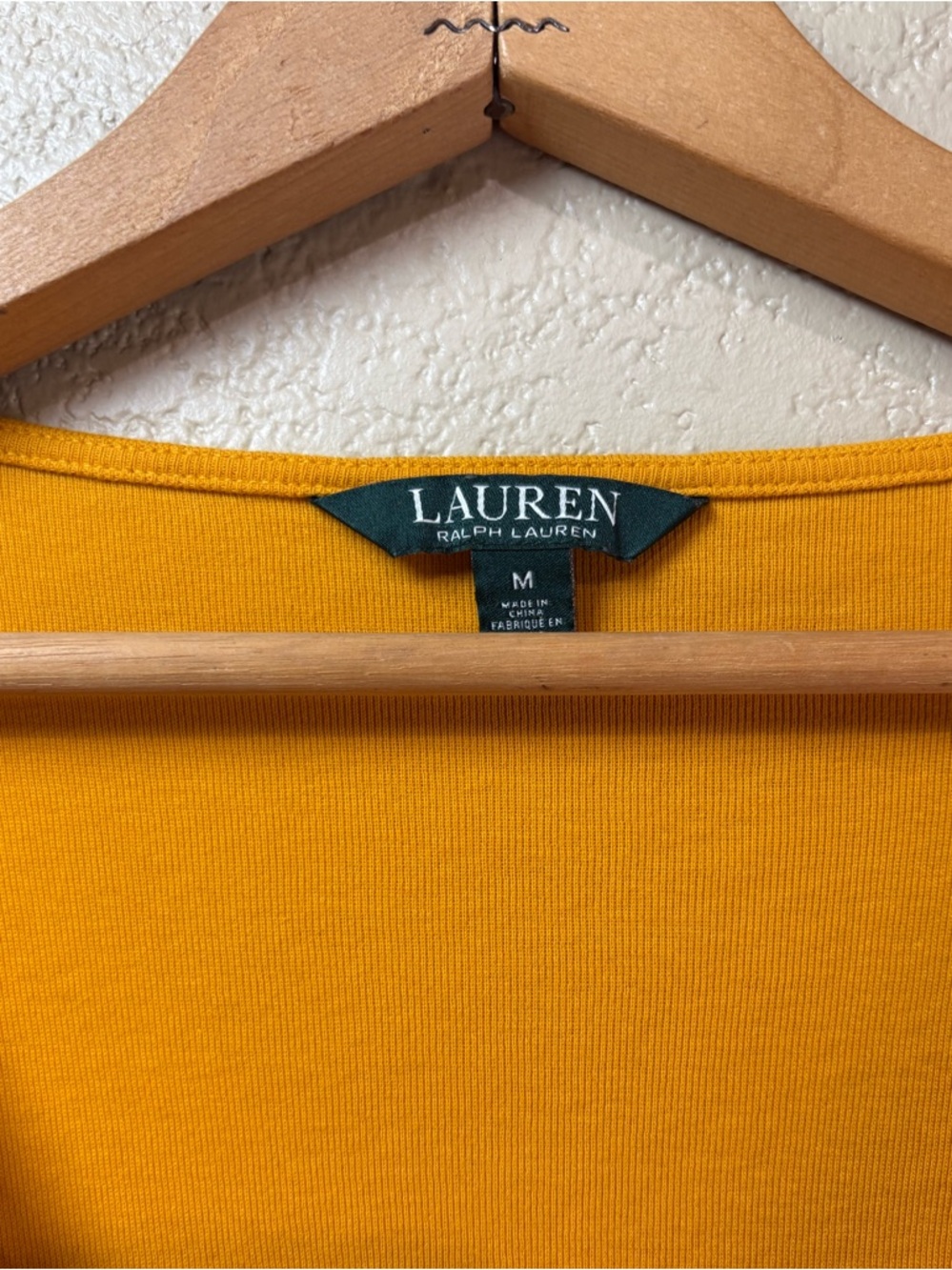 Lauren Ralph Lauren V-Neck Long Sleeve Top in Mustard - Picture 2 of 5